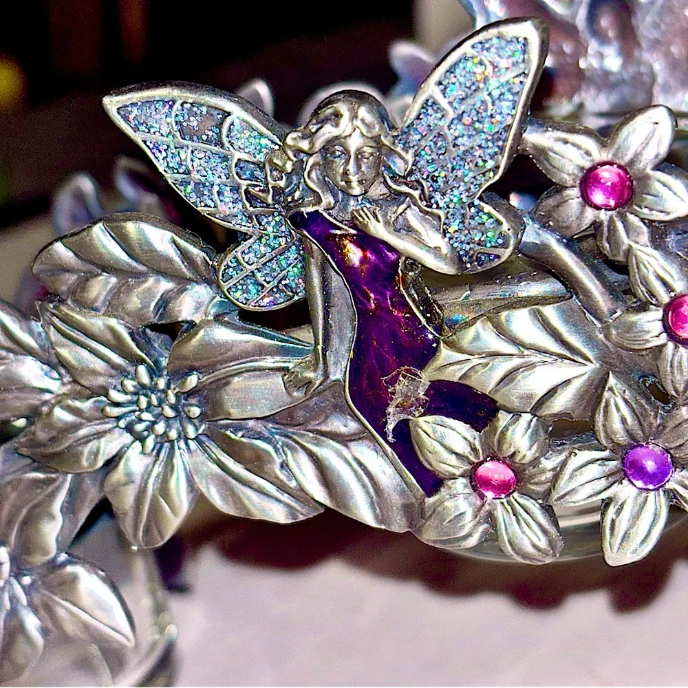 Reserved for Crystal Vintage 90’s Bejeweled, Pewter, Fairy Candle Holder. - Picture 10 of 10